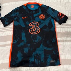 Nike Chelsea FC Black and Blue Jersey with Orange Accents